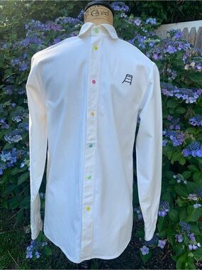 TSUKI 100% cotton Unisex  XS mischief cat white long sleeve shirt LNWOT